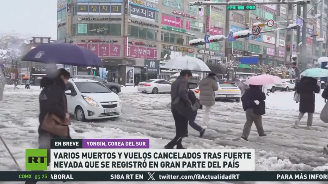 Varios muertos y vuelos cancelados tras fuerte nevada en Corea del Sur