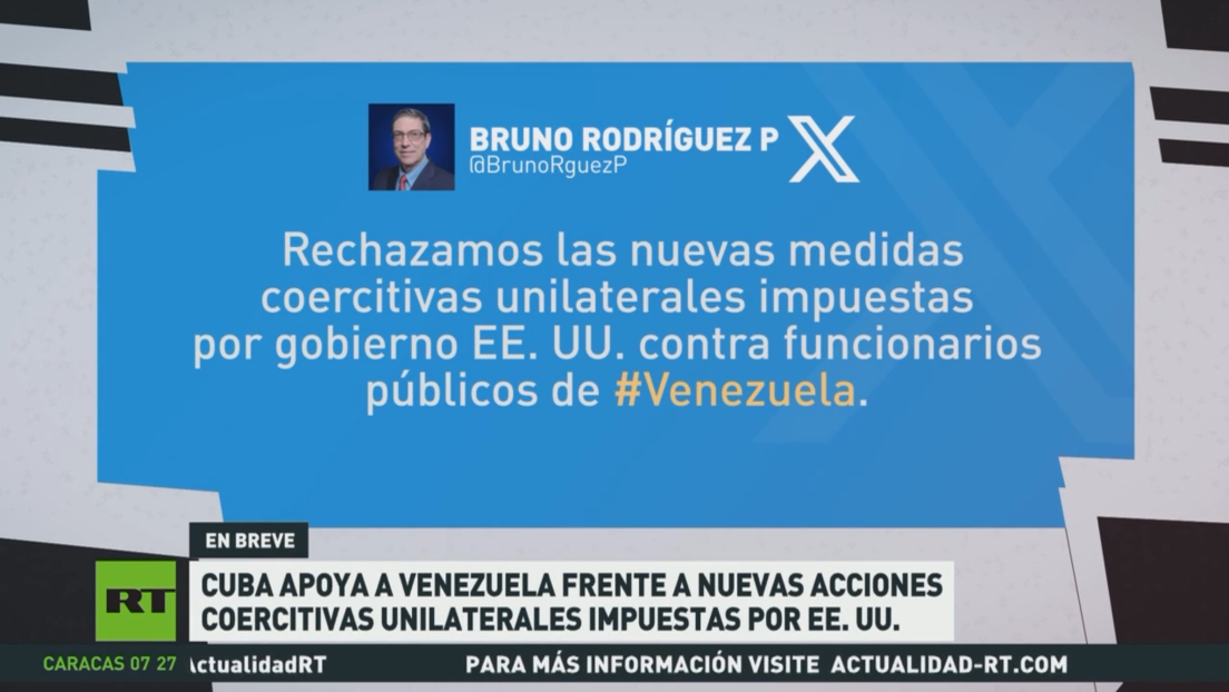 Cuba apoya a Venezuela frente a nuevas sanciones unilaterales impuestas por EE.UU.