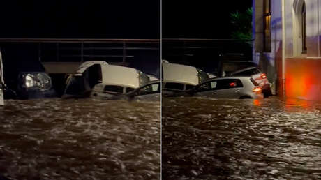 Riada arrastra decenas de coches y colapsa un puente en Cadaqués