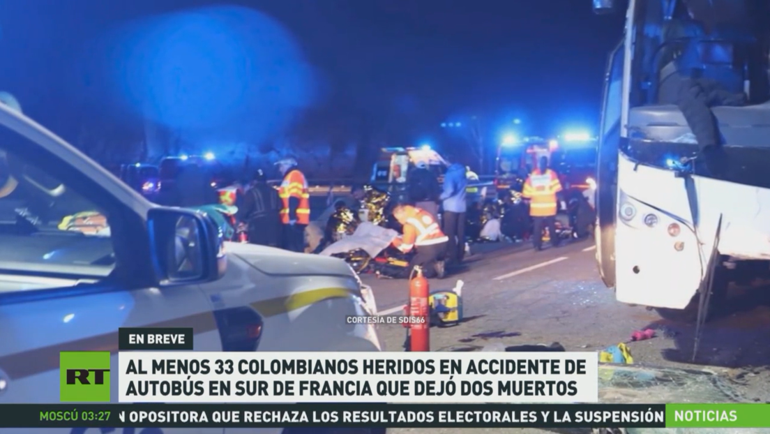 Al menos 33 colombianos heridos en un accidente de autobús en Francia que dejó dos muertos