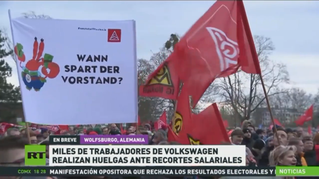 Miles de trabajadores de Volkswagen se declaran en huelga en Alemania ante recortes salariales