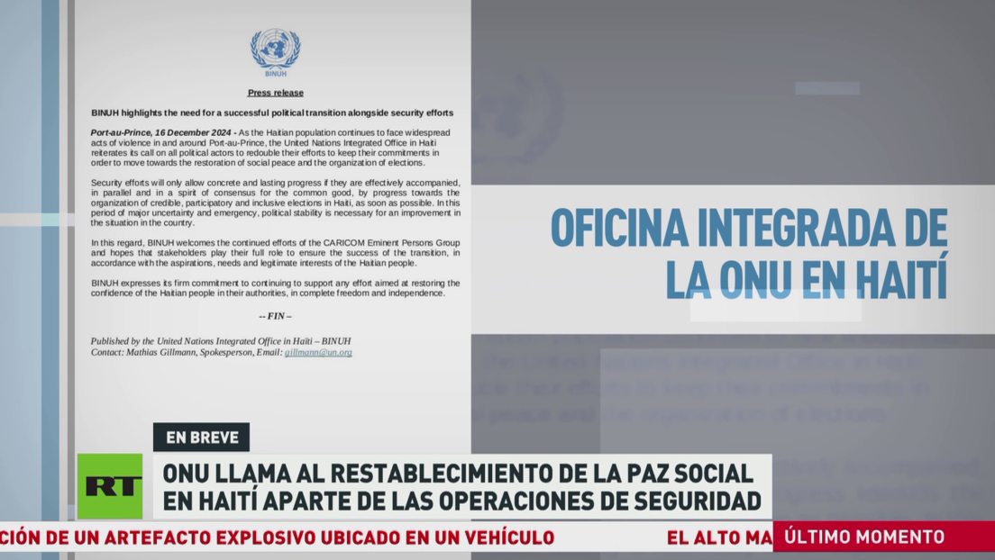 La ONU llama al restablecimiento de la paz social en Haití aparte de las operaciones de seguridad