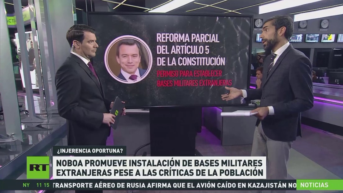 Noboa promueve instalación de bases militares extranjeras pese a las críticas de la población