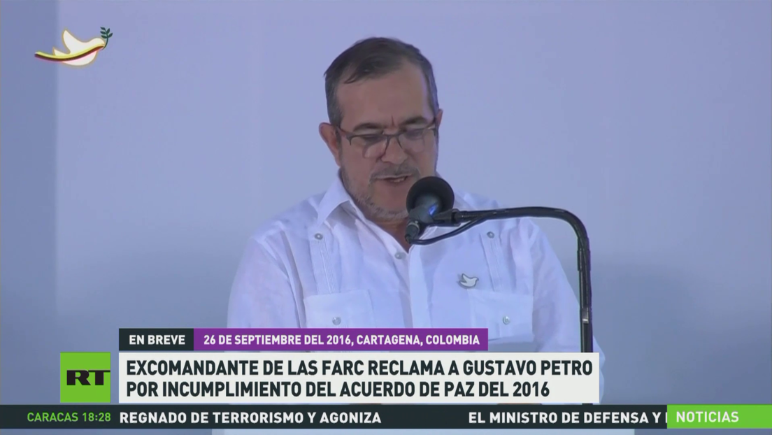 Excomandante de las FARC reclama a Petro por incumplimiento del acuerdo de paz del 2016