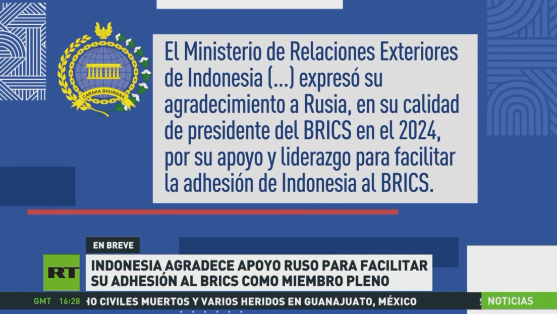 Indonesia agradece el apoyo de Rusia para facilitar su adhesión al BRICS como miembro pleno