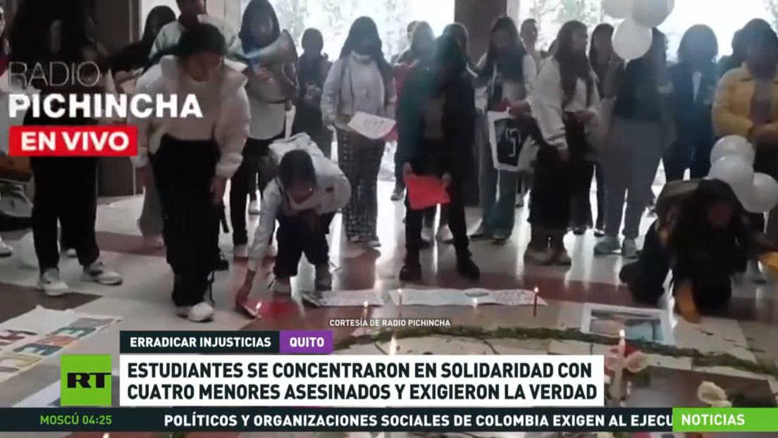 Estudiantes se concentran en solidaridad con los cuatro menores asesinados en Ecuador y exigen la verdad