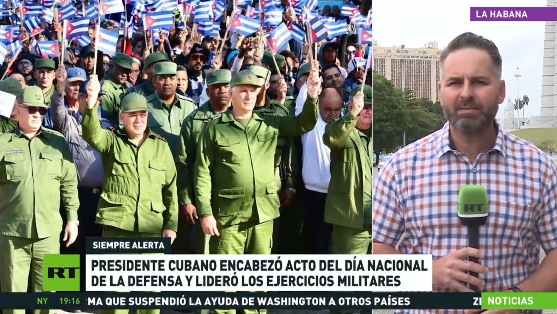 Presidente cubano encabezó acto del Día Nacional de la Defensa y lideró ejercicios militares