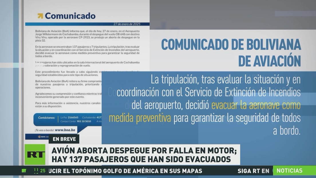 Un avión en Bolivia aborta despegue por falla en motor