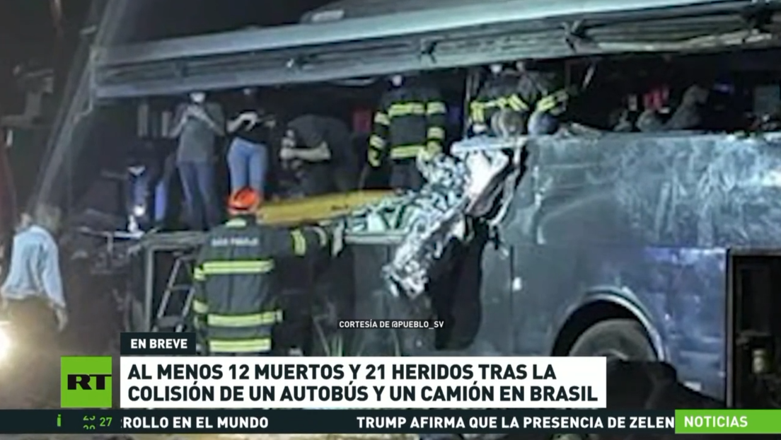 Al menos 12 muertos y 21 heridos tras la colisión de un autobús y un camión en Brasil