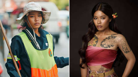 Barrendera tailandesa se convierte en modelo gracias a un fotógrafo ruso