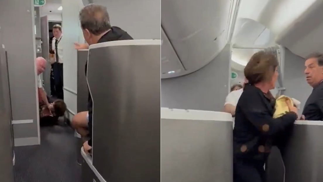 VIDEO: Mujer intenta entrar a la cabina de un avión y termina derribada