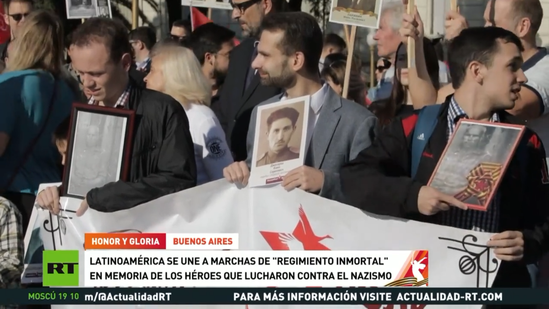 Latinoamérica se une a marchas del Regimiento Inmortal en memoria de los héroes que lucharon contra el nazismo