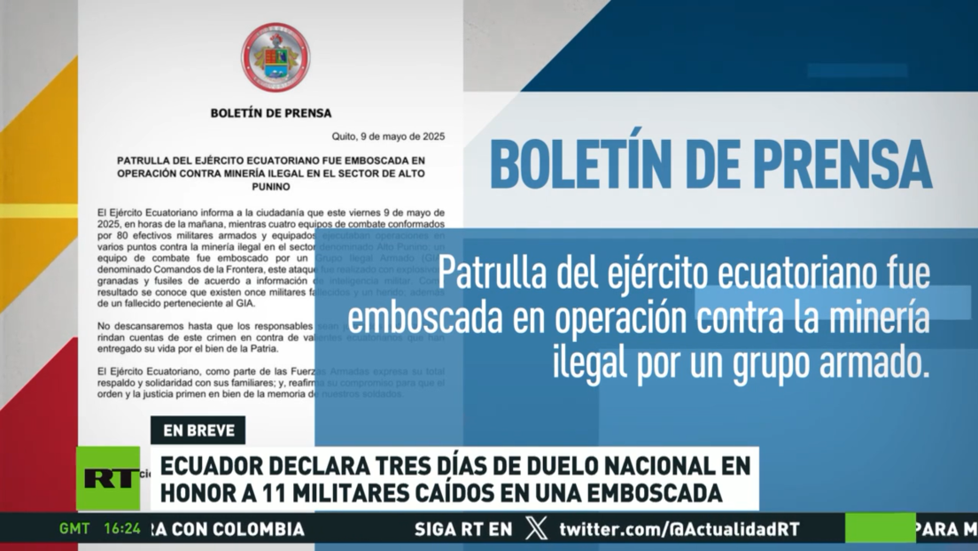 Ecuador declara tres días de duelo nacional en honor a 11 militares caídos en una emboscada