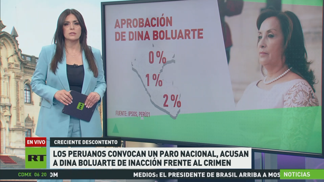 Convocan un paro nacional en Perú, acusando a Boluarte de inacción frente al crimen
