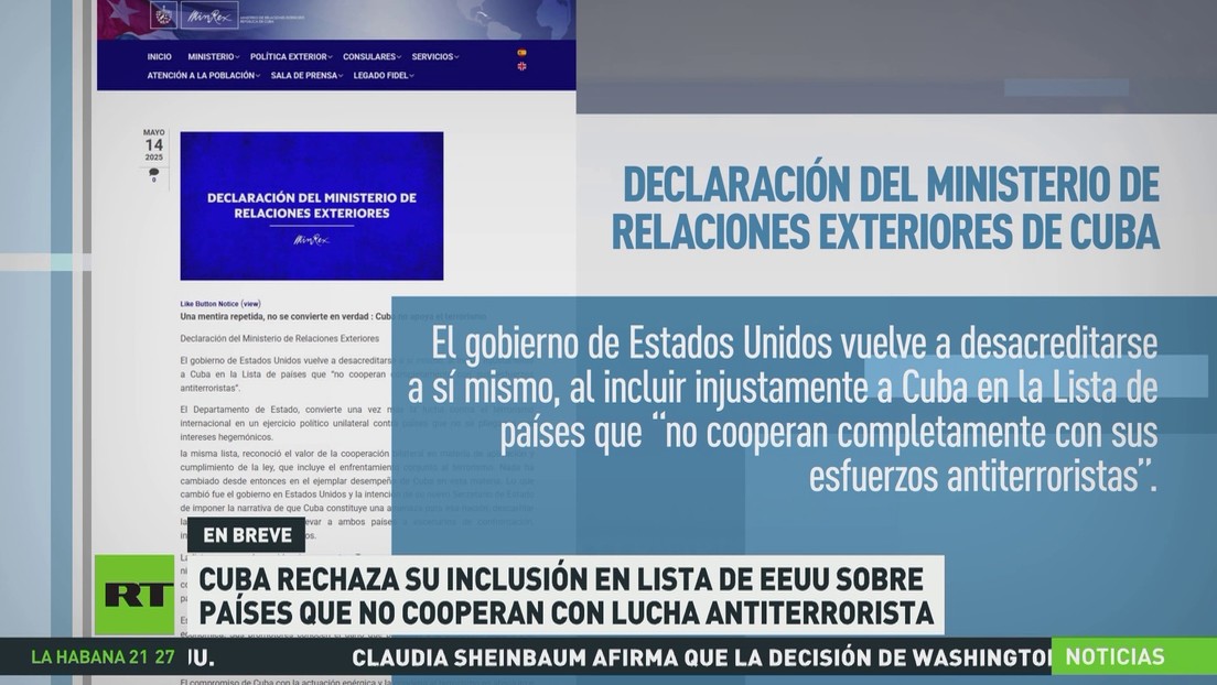 Cuba rechaza su inclusión en lista de EE.UU. sobre países que no cooperan con lucha antiterrorista