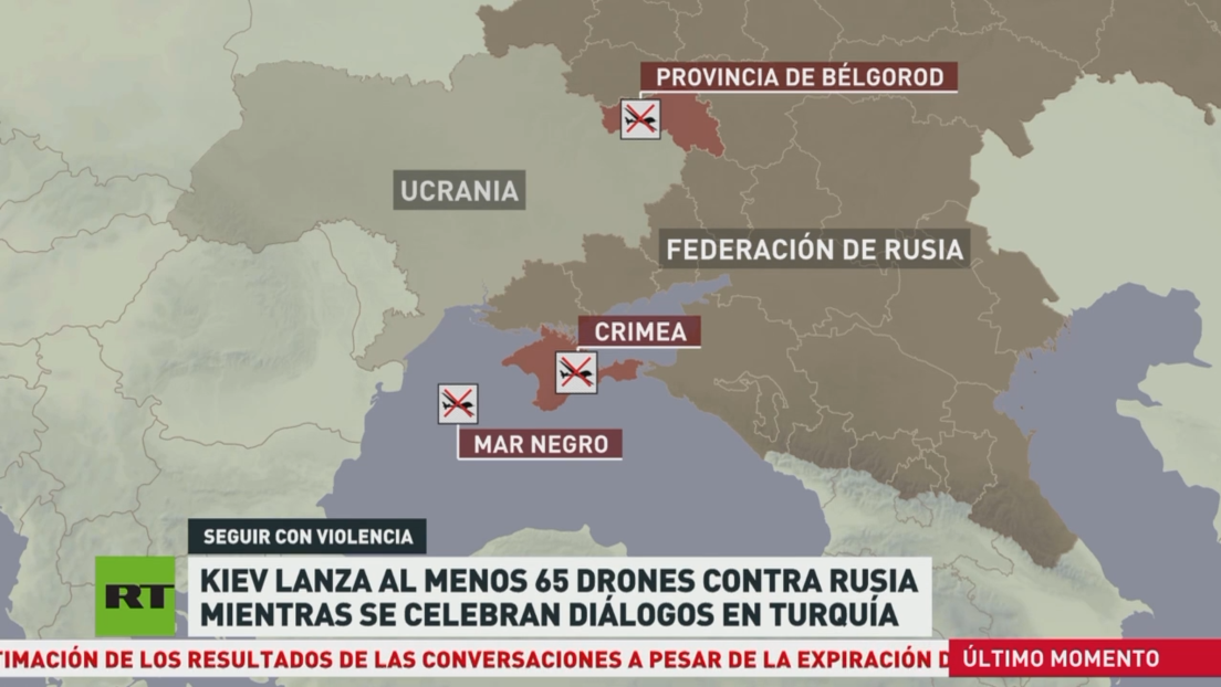 Kiev lanza al menos 65 drones contra Rusia mientras se celebran diálogos en Turquía