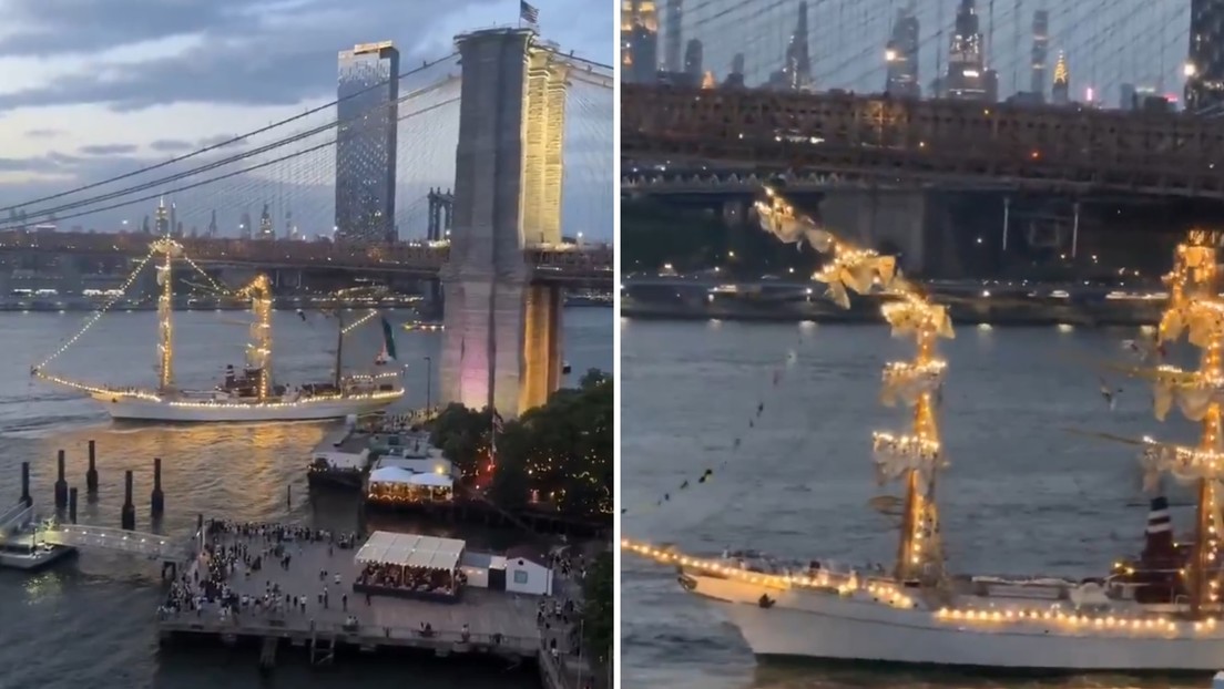 VIDEO: Buque de la Armada mexicana choca con el puente de Brooklyn en Nueva York