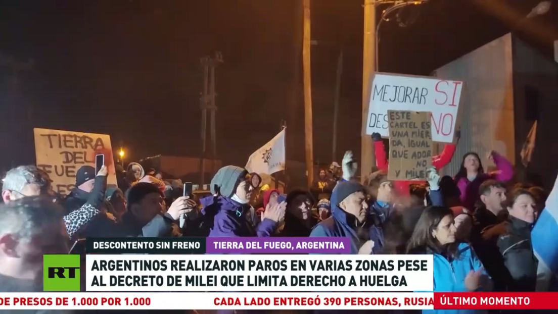 Argentinos realizan paros en varias zonas pese al decreto de Milei que limita el derecho a huelga