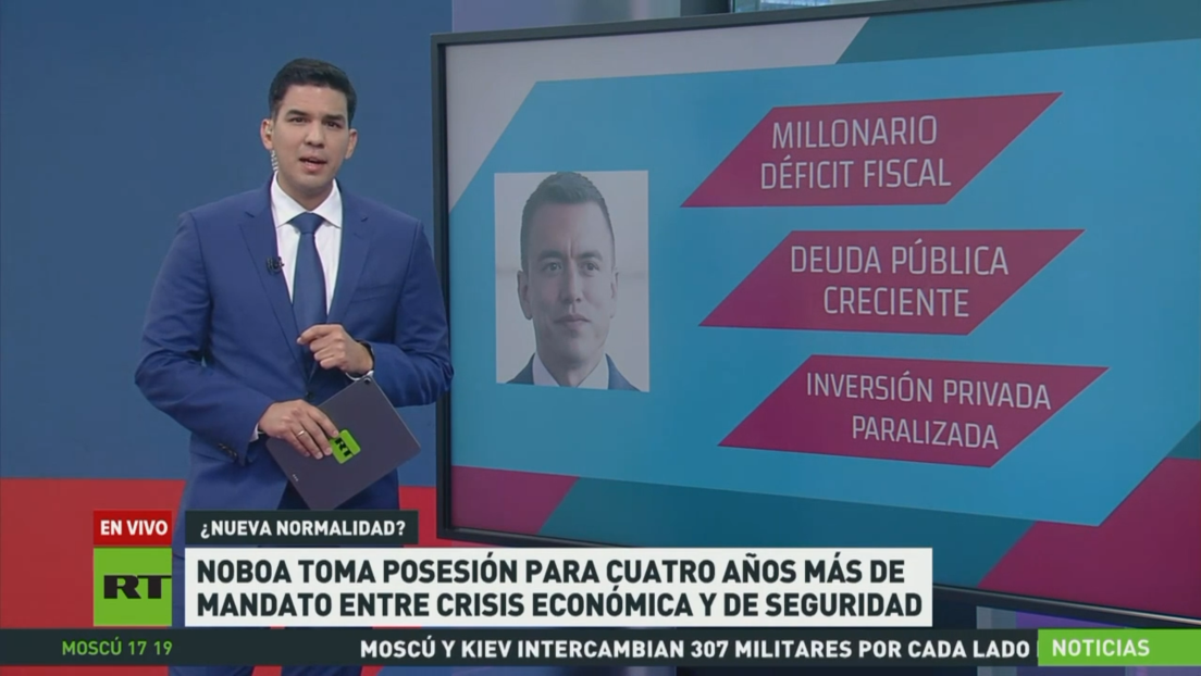 Noboa toma posesión para cuatro años más de mandato entre crisis económica y de seguridad