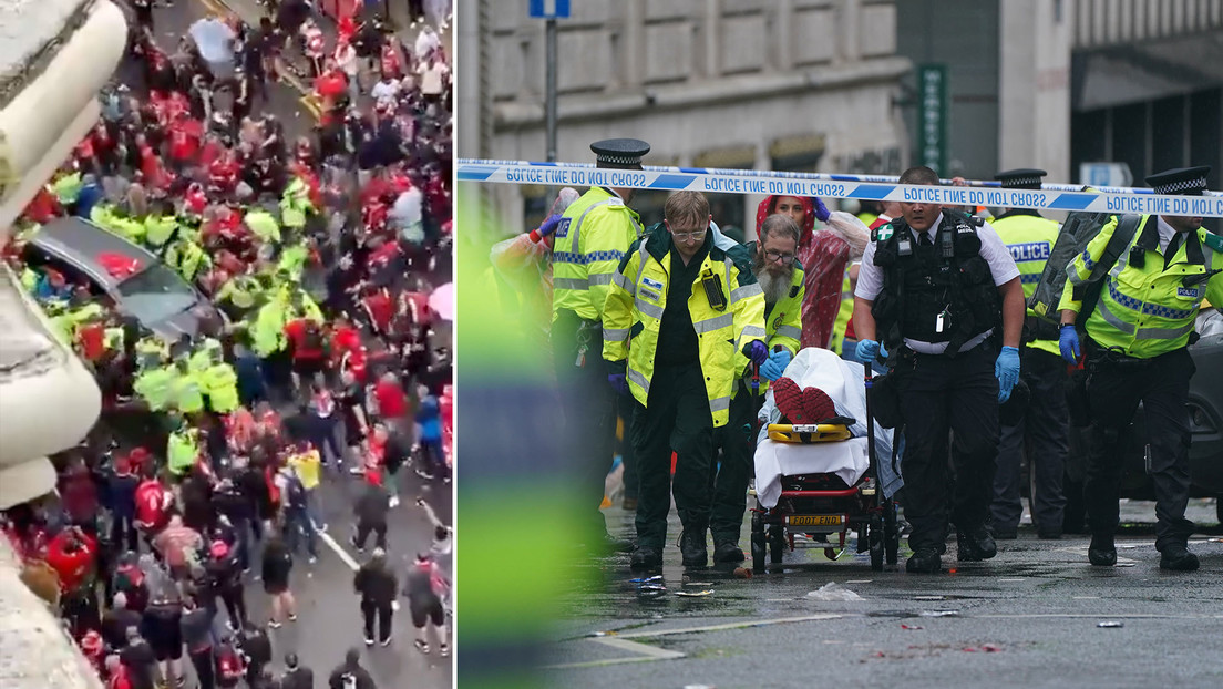 Un coche arrolla a una multitud de hinchas del Liverpool durante una celebración (VIDEO)