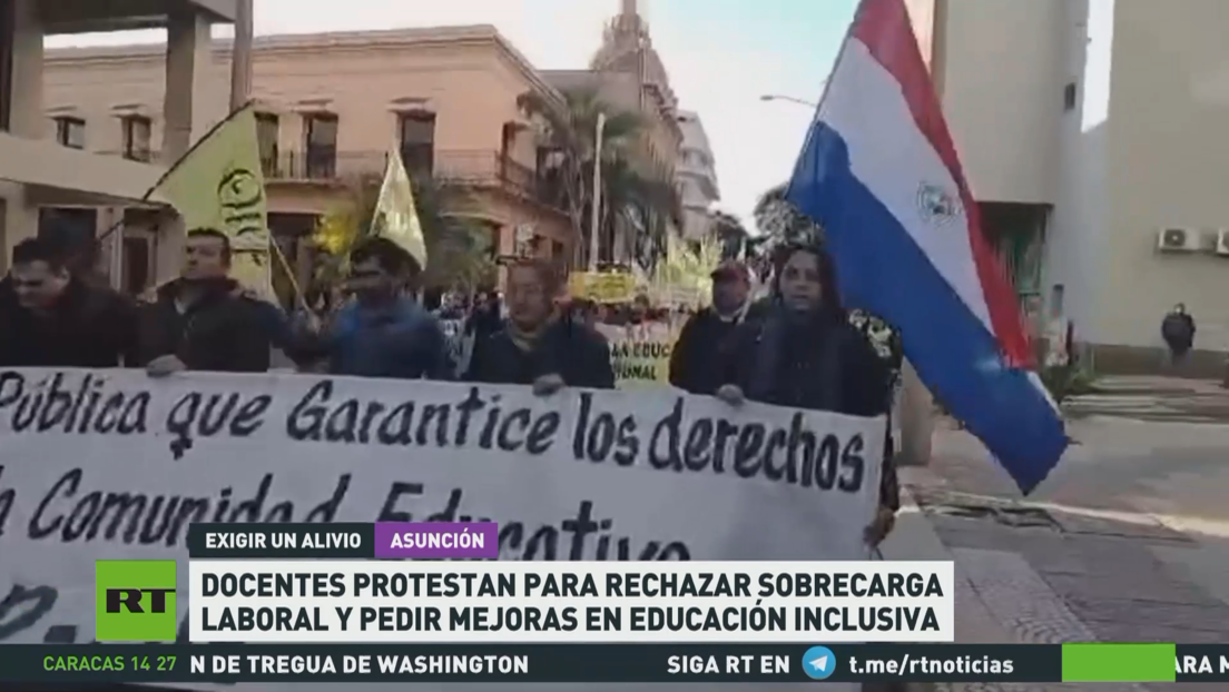 Docentes de Paraguay protestan para rechazar sobrecarga laboral y pedir mejoras en educación inclusiva