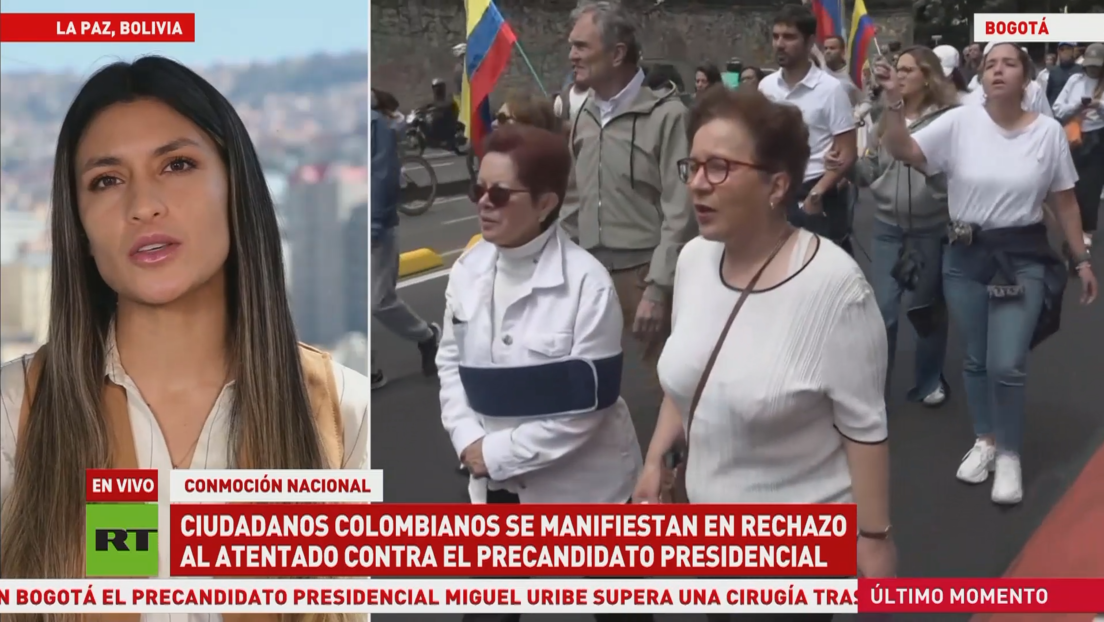 Ciudadanos colombianos se manifiestan en rechazo al atentado contra Miguel Uribe
