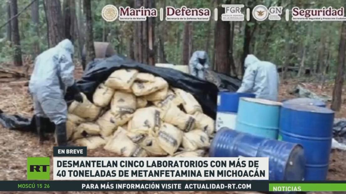 Desmantelan cinco laboratorios con más de 40 toneladas de metanfetamina en México