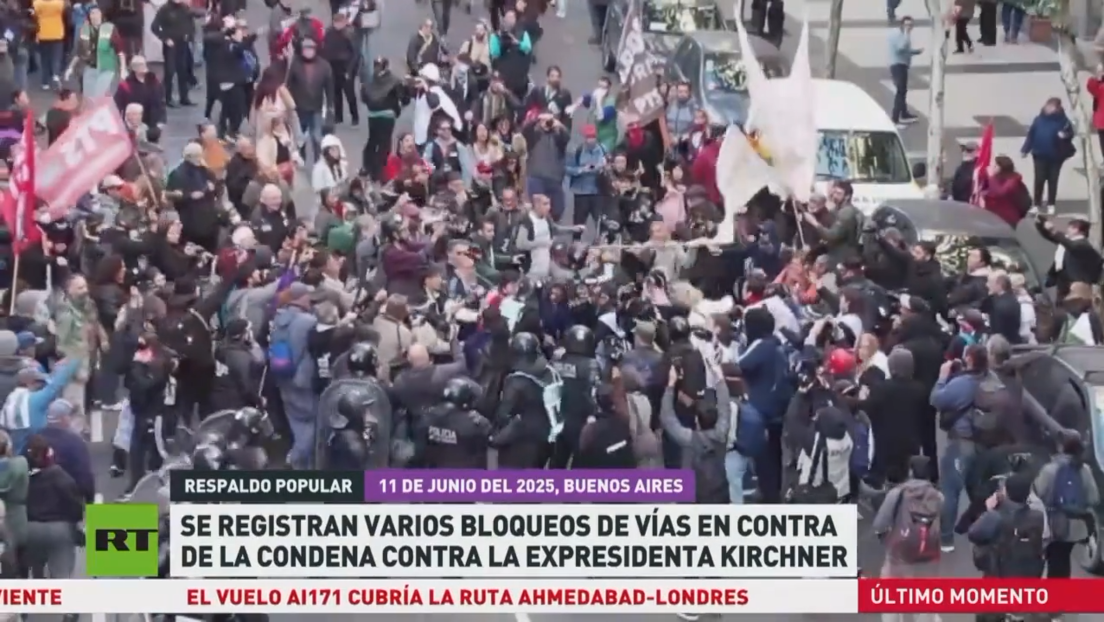 Se registran varios bloqueos de vías en contra de la condena de la expresidenta Fernández de Kirchner