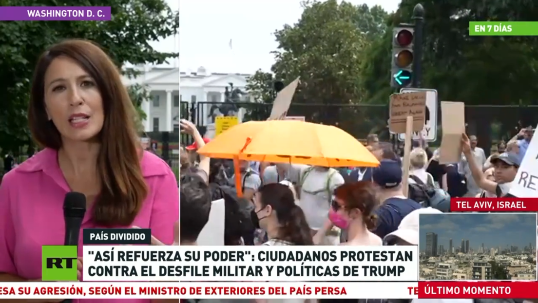 "Así refuerza su poder": Ciudadanos protestan contra el desfile militar y políticas de Trump