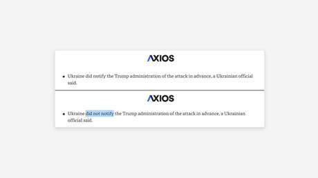 Axios publica que Ucrania informó a Trump sobre los ataques a Rusia y luego lo refuta