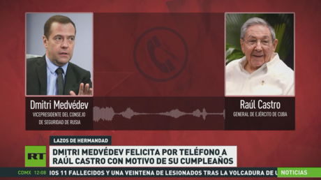 Dmitri Medvédev felicita por teléfono a Raúl Castro con motivo de su cumpleaños