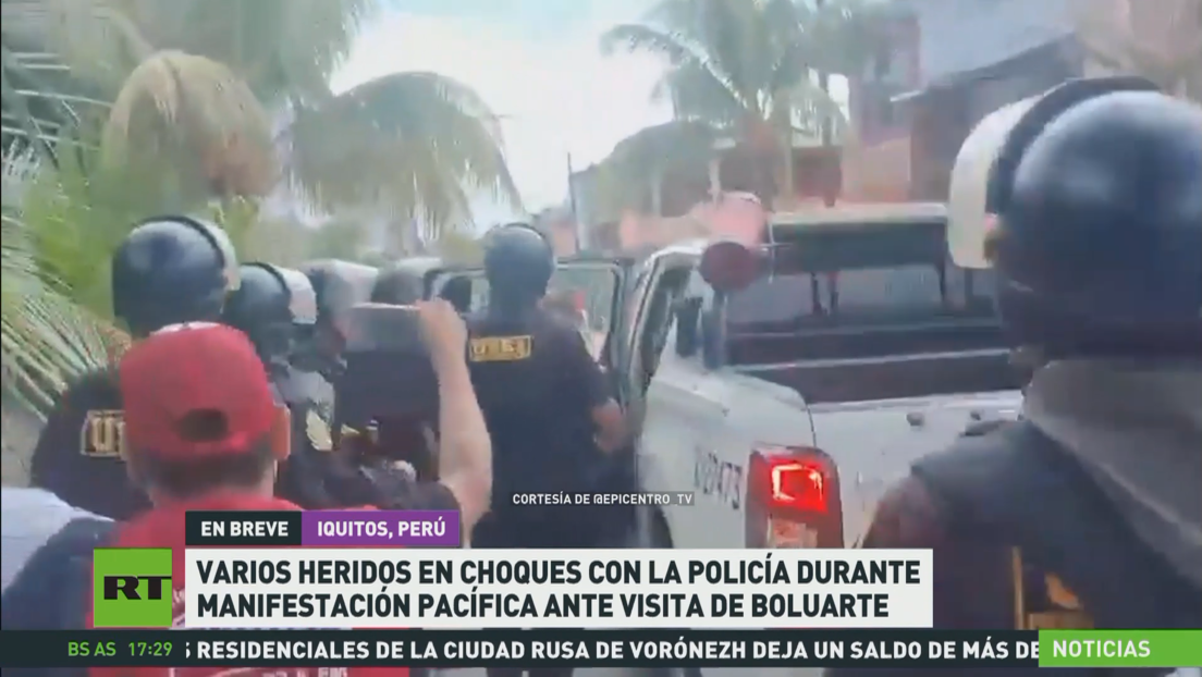 Varios heridos en choques con la Policía durante manifestación pacífica ante visita de Boluarte