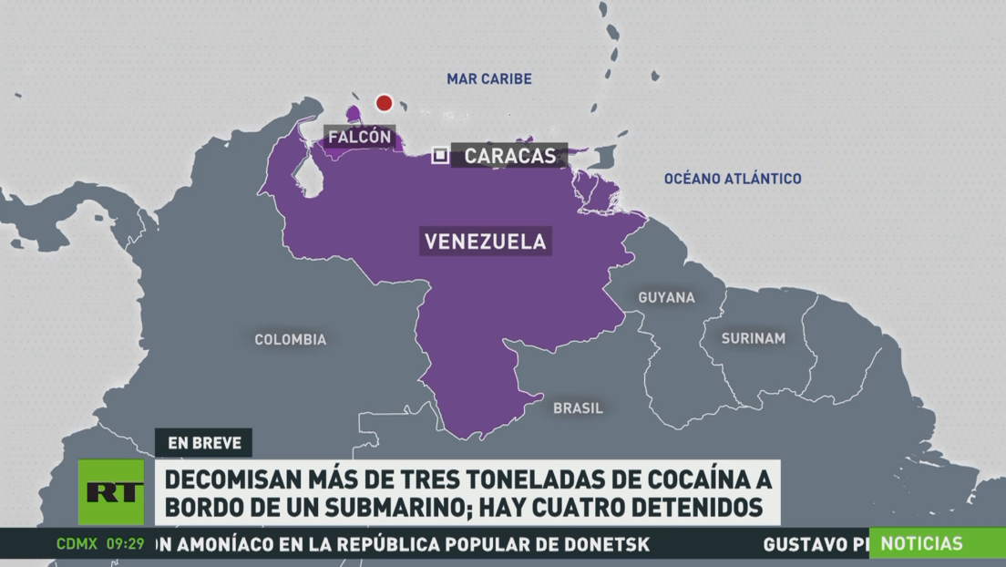 Decomisan más de tres toneladas de cocaína a bordo de un submarino; hay cuatro detenidos