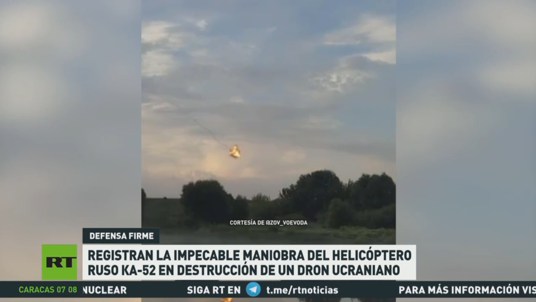 Registran la impecable maniobra de un helicóptero ruso Ka-52 al destruir un dron ucraniano