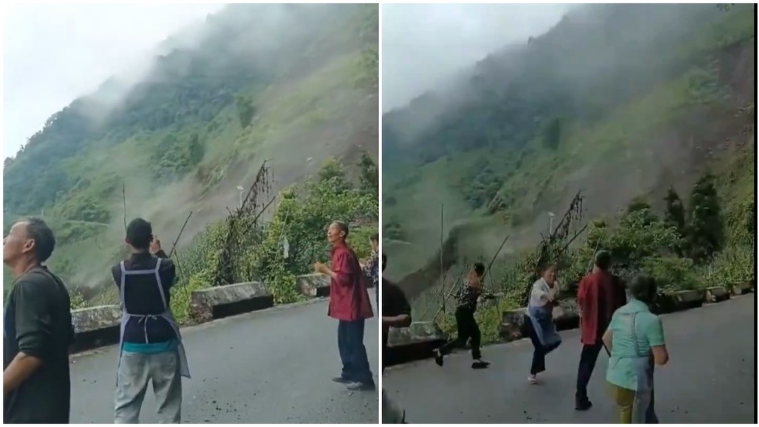 VIDEO: Captan deslizamiento masivo que lo arrasa todo a su paso