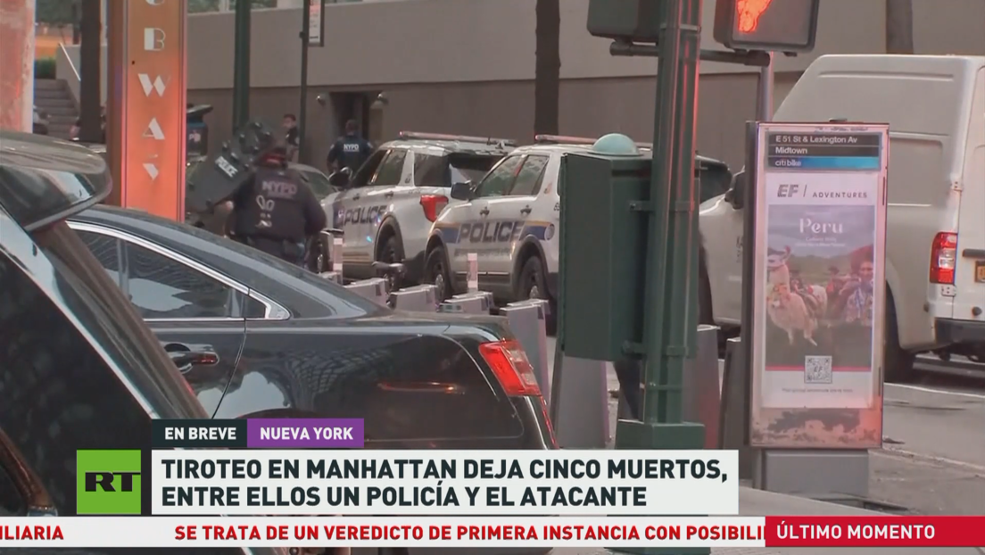 Tiroteo en Manhattan deja cinco muertos, entre ellos un policía y el atacante