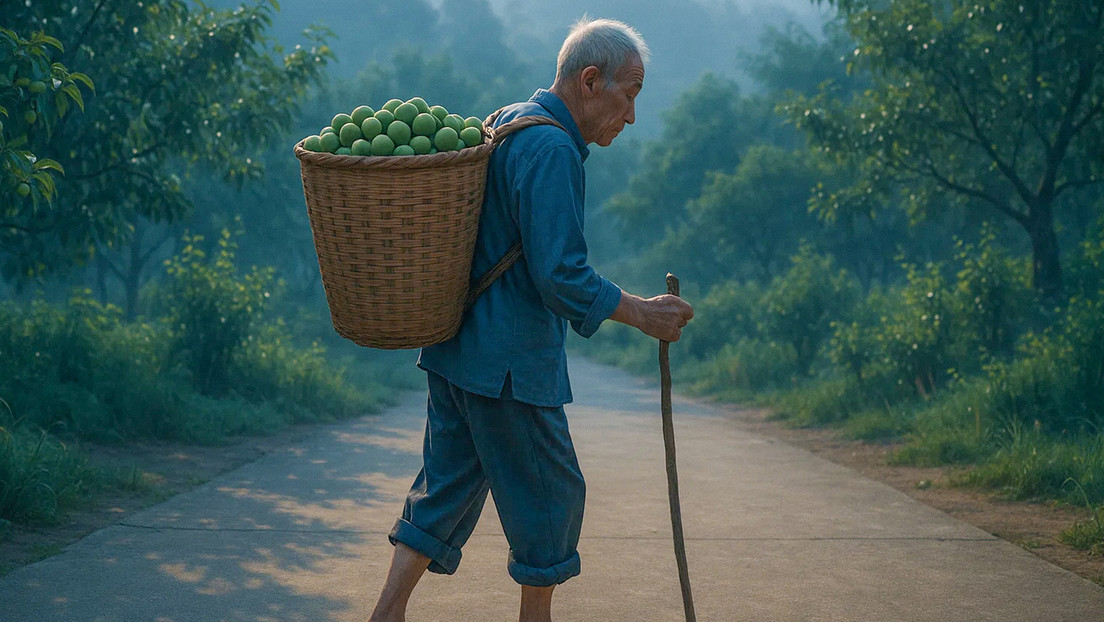 Un anciano chino se hace famoso por este conmovedor gesto con su hijo