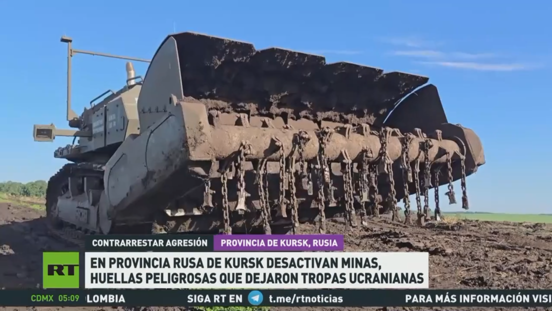 En la provincia rusa de Kursk desactivan minas, huellas peligrosas que dejaron las tropas ucranianas
