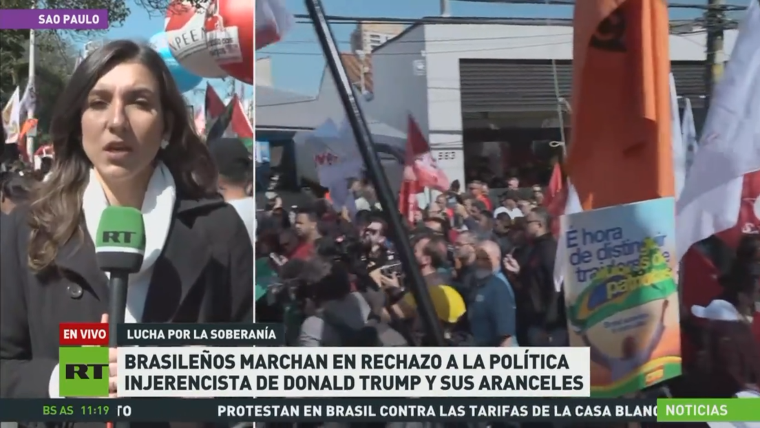 Brasileños marchan contra la política injerencista de Trump y sus aranceles