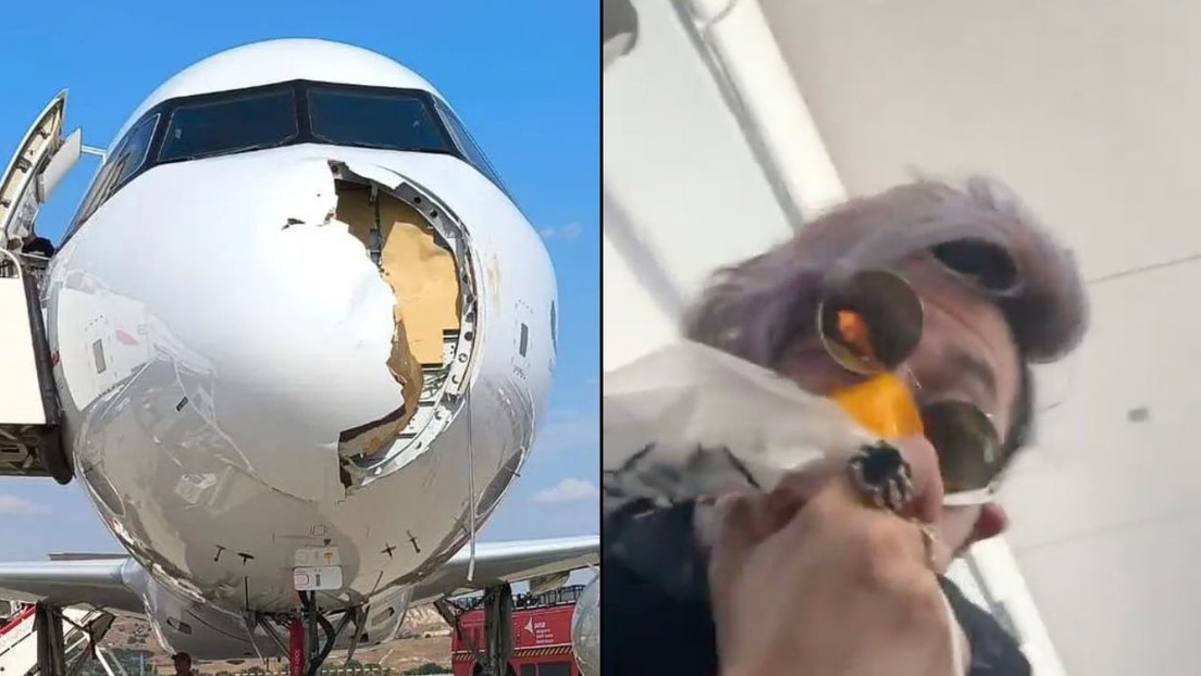 VIDEO: Momento de terror en pleno vuelo por una colisión que le costó al avión un pedazo del fuselaje