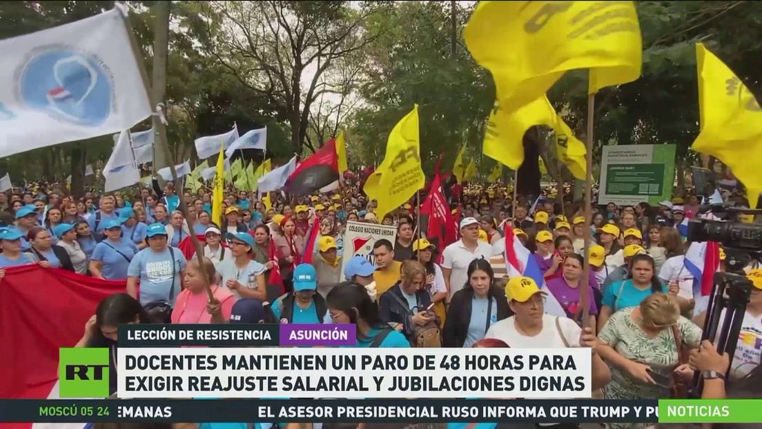 Docentes en Paraguay mantienen un paro de 48 horas para exigir reajuste salarial y jubilaciones dignas