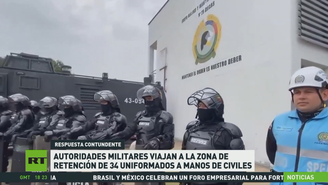 Autoridades militares de Colombia viajan a la zona de retención de 34 uniformados a manos de civiles