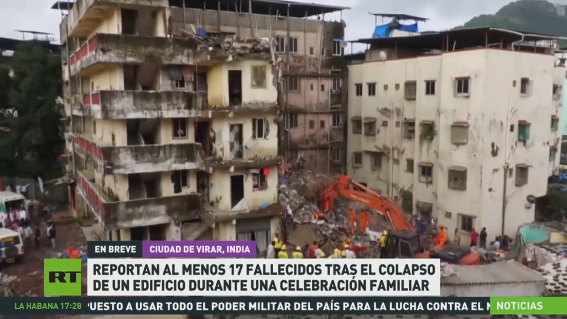 Reportan al menos 17 fallecidos en la India tras el colapso de un edificio durante una celebración familiar