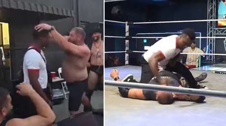VIDEO: Hijo de leyenda de la UFC entra en una pelea de lucha libre y propina brutal paliza a un peleador