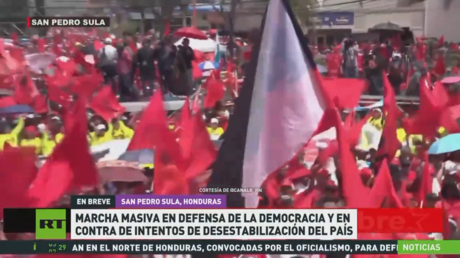 Marcha masiva en defensa de la democracia y contra los intentos de desestabilización en Honduras