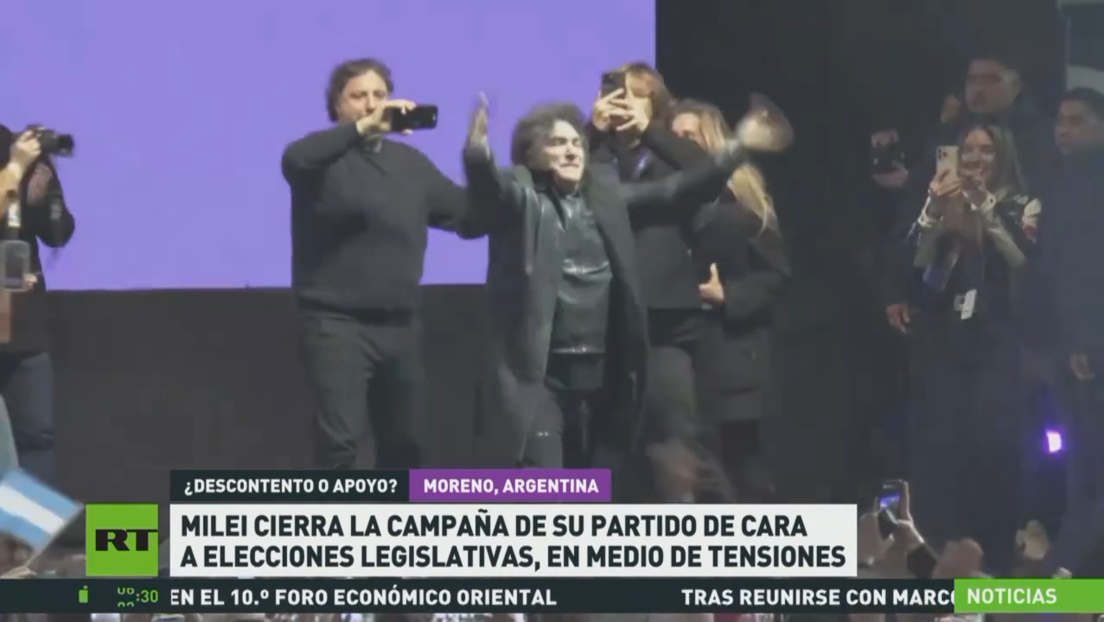 Milei cierra la campaña de su partido de cara a elecciones legislativas, en medio de tensiones
