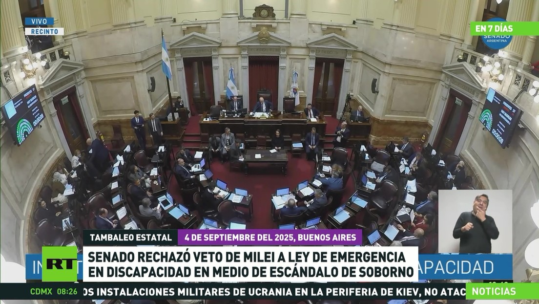 El Senado argentino rechaza veto de Milei a Ley de Emergencia en Discapacidad en medio de escándalo de soborno