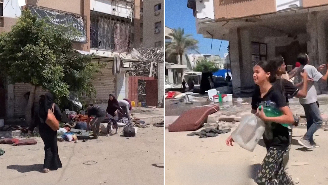 VIDEO: Palestinos arrojan sus pertenecías de un edifico minutos antes de ser bombardeado por Israel