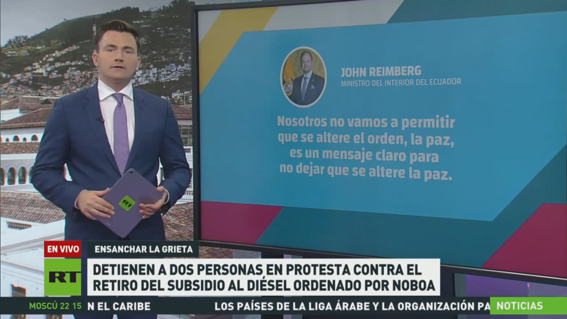 Dos detenidos en las protestas contra el retiro del subsidio al diésel ordenado por Noboa