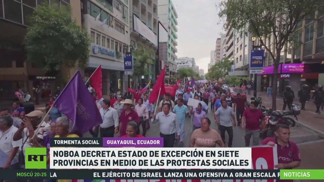 Noboa decreta estado de excepción en 7 provincias de Ecuador en medio de protestas sociales